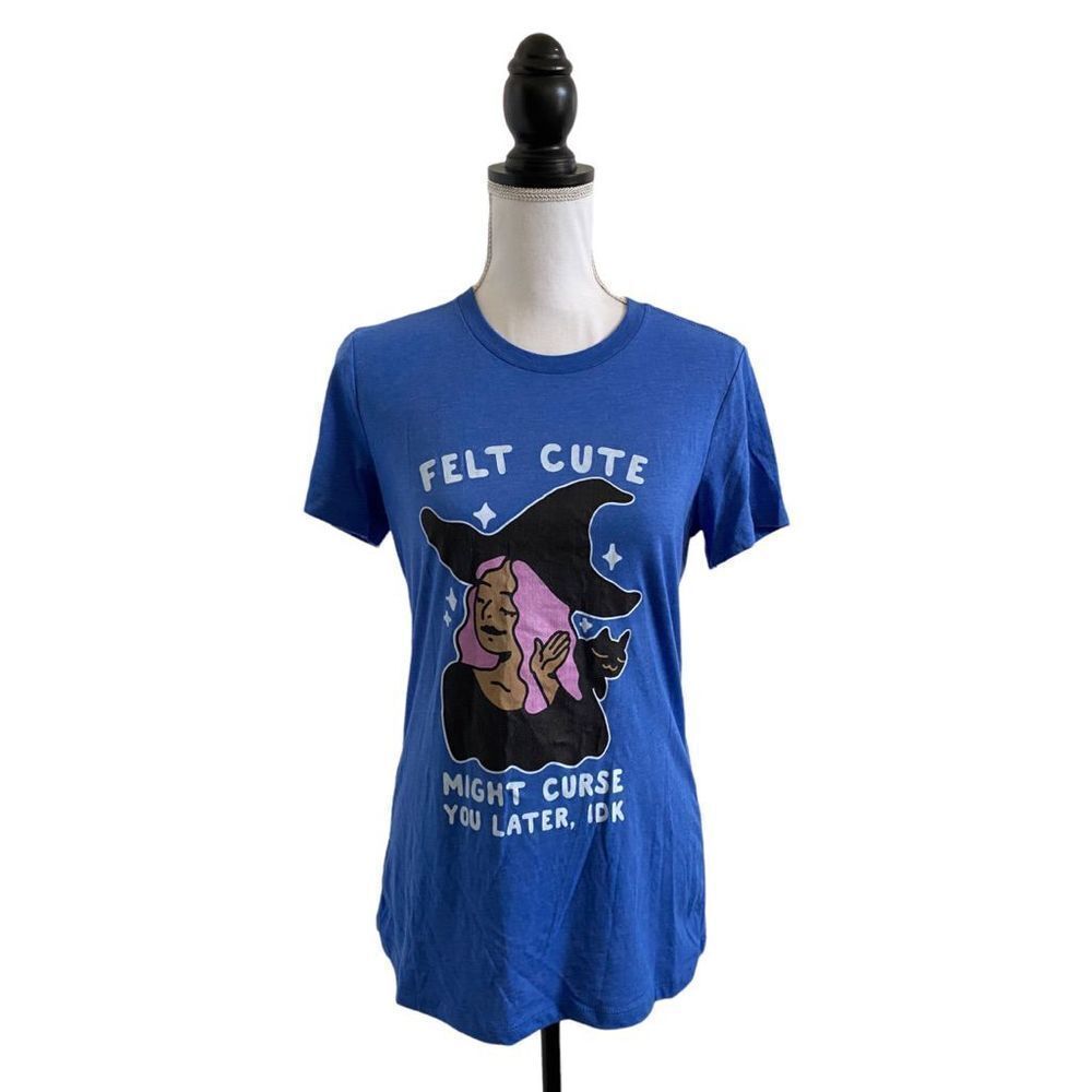 Halloween Ladies Novelty Short Sleeve Tee Shirt Witch Print US Size Extra Large